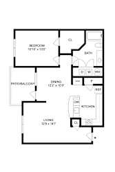A black and white image of a floor plan for a home.