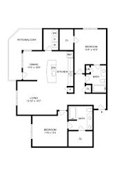 A black and white image of a house floor plan.