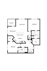 A black and white floor plan of a house with labeled rooms.