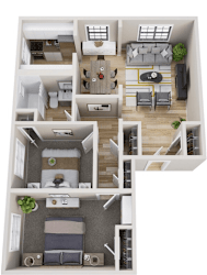 2 bed 1 bath C at Huntley Ridge Apartments, Kettering, OH