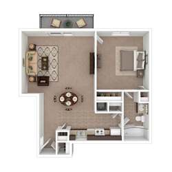 Autumn 1 Bed Floor plan at Black Hawk Apartments, Indiana