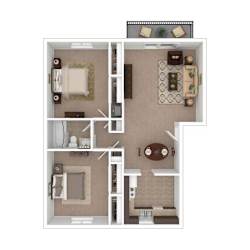 Emerald with W/D Connection floor plan at Black Hawk Apartments, Indiana, 46815