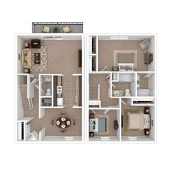 Mulberry 3 Bed Floor plan at Black Hawk Apartments, Indiana