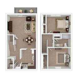 Willow 2 Bed Floor plan at Black Hawk Apartments, Fort Wayne, Indiana