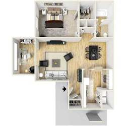 1x1 Flat Elite Floor Plan at Paces Ridge at Vinings, Atlanta, Georgia