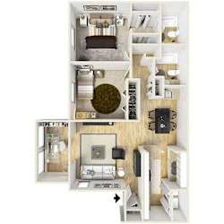 B1 Two Bed Garden Elite Floor Plan at Paces Ridge at Vinings, Atlanta, Georgia