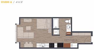 Studio Floor Plan at Metro Line Flats, Seattle, WA, 98122