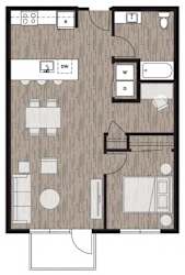 1 Bedroom Floor Plan at Riverfront Everett, Everett, Washington