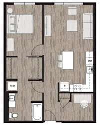 1B Floor Plan at Riverfront Everett, Everett, WA, 98201