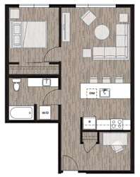 1 Bedroom Floor Plan at Riverfront Everett, Washington, 98201