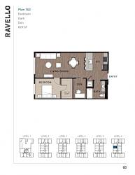 One bed one bathroom floorplan with walk-in closet at Ravello Apartments, Washington