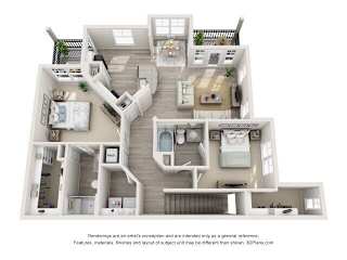2bed 2bath C Floor Plan at Leland Station Apartments, North Carolina, 28451