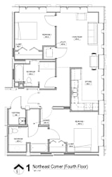 A floor plan of a house with labeled rooms and dimensions.