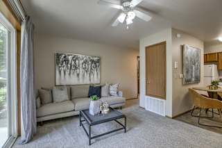 Living Room Interior at The Pointe, LaVista, NE, 68128