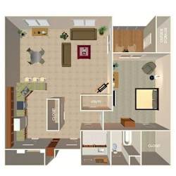 1 Bedroom Floor Plan at Tranquility Pointe, Omaha, NE, 68164