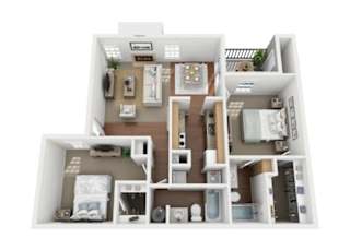 A top-down view of a house layout with labeled rooms.