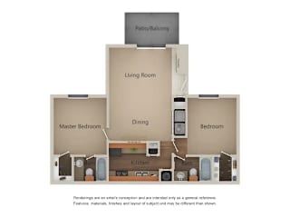 A diagram of a house layout with labeled rooms.