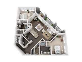 B10  2Bed Floor plan at Civic at Frisco Square Apartments, Frisco, 75034