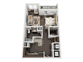 A top-down view of a house layout with labeled rooms.