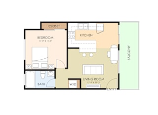 1 Bed 1 Bath 485 Sq. Feet
