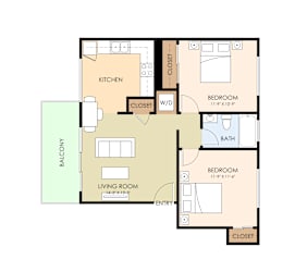 2 bed 1 Bath 691 sq. feet
