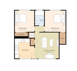 2 bed 1 Bath 705 sq. feet