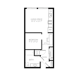 1 Bed 1 Bath Floorplan F at Huntington Apartment Homes, South San Francisco, CA 94080