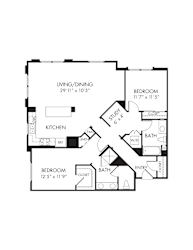 A black and white image of a house floor plan.