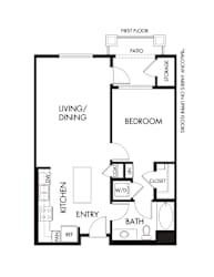 A black and white image of a floor plan for a house.