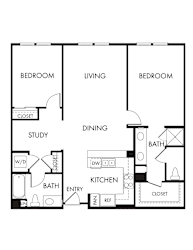 A black and white image of a floor plan for a house.