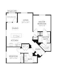 A black and white image of a house floor plan.