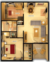 1 Bedroom 1 Bathroom Floor Plan at Maplehurst Apartments, Knoxville