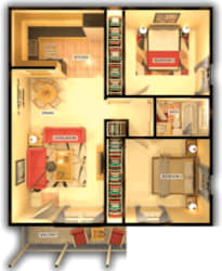 2 Bedroom 2 Bath Floor Plan at Maplehurst Apartments, Knoxville, TN 37902