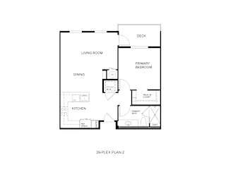 A black and white floor plan of a 39-plex apartment.