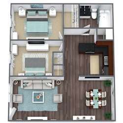 2 Bed Floorplan at Villages at Gateway, Denver