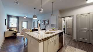 Kitchen With Living Area at The Address Galleria, Matthews, 28105