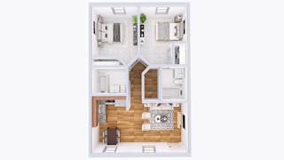 a floor plan of a house with a bedroom and a living room
