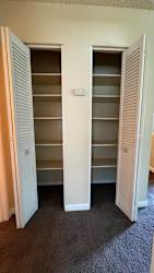 White closet with shelves at Vacaville Park Apartments, Vacaville, CA, California , 95687
