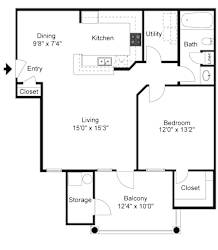 1x1 2D floor plan of Angle Landing Apartment in Pensacola, FL