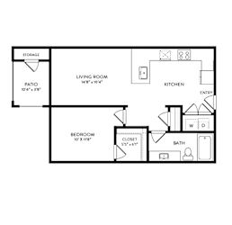 Pecan Creek floor plan, 660sqft, 1bed, 1bath, at Avery Oaks apartments in Austin, TX