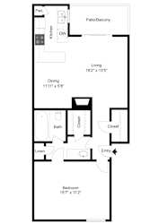 2D Rendering of A3 Floor Plan at Noel on the Parkway Apartments in Dallas, Texas, TX