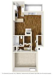 A3 3D Floor Plan at Noel on the Parkway Apartments in Dallas, Texas, TX