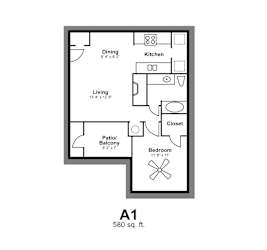Floor Plan A1 at Vista Crossing Apartments in San Antonio, TX