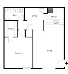 2D Floor Plan of A1 at The Park on Preston Apartments in Dallas, TX