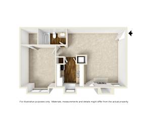 A2 3D floor plan of Park on Preston in Dallas, TX