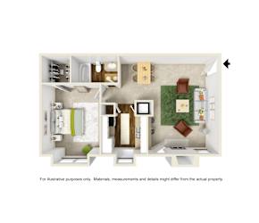 A2 3DSplus floor plan of Park on Preston in Dallas, TX