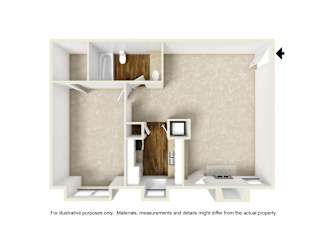 A3 3D floor plan of Park on Preston in Dallas, TX