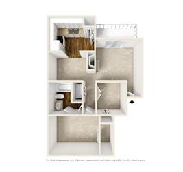 A2 3D floor plan of Preston Villas in Dallas, TX