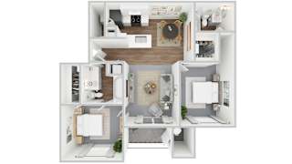 2x2 floor plan at Reflections in Gainesville, FL