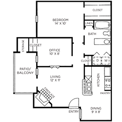 Riviera Floor Plan at The Players Club of Brentwood Apartments in Nashville, Tennessee